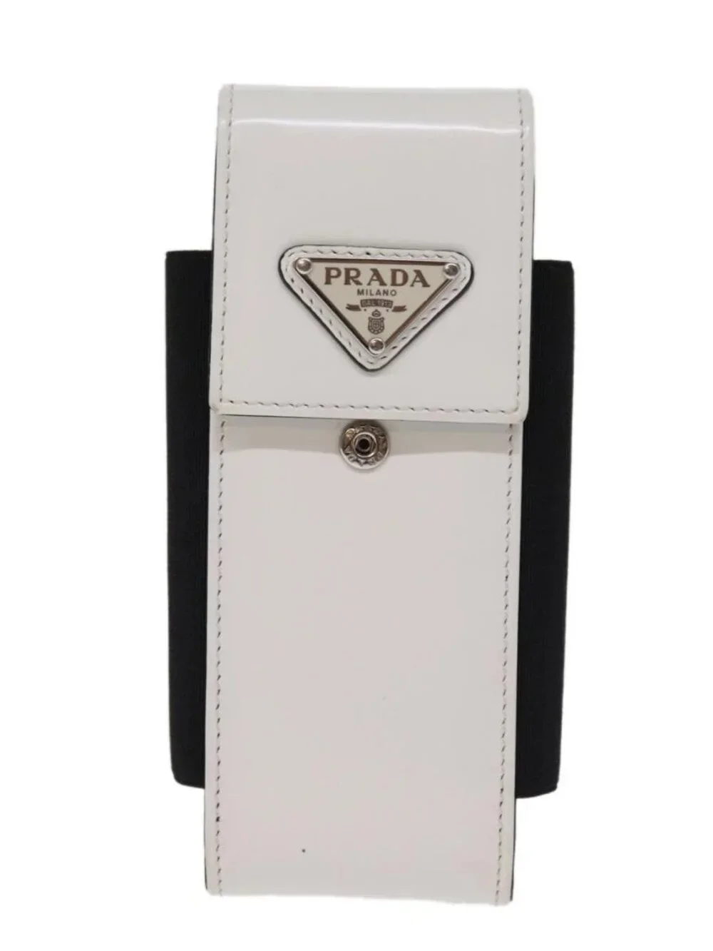 PRADA Cell Phone Case Patent leather White Auth 75214V